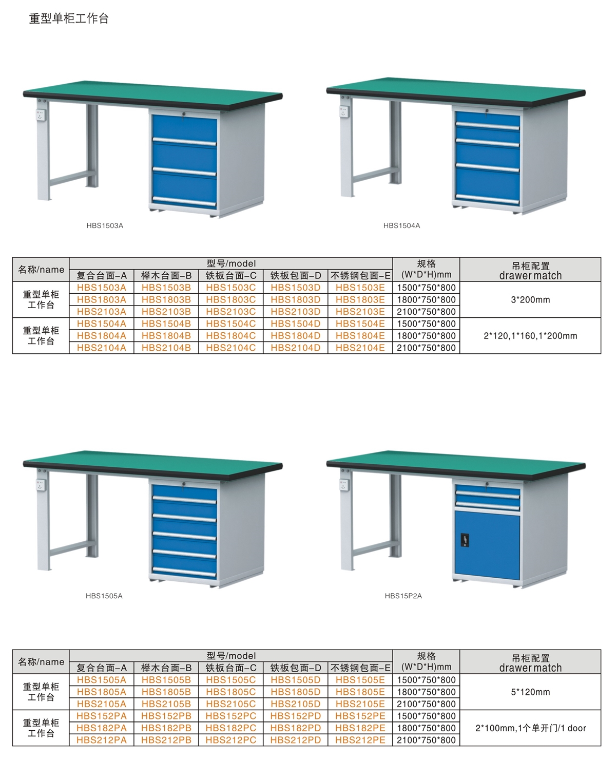 重型单柜工作台