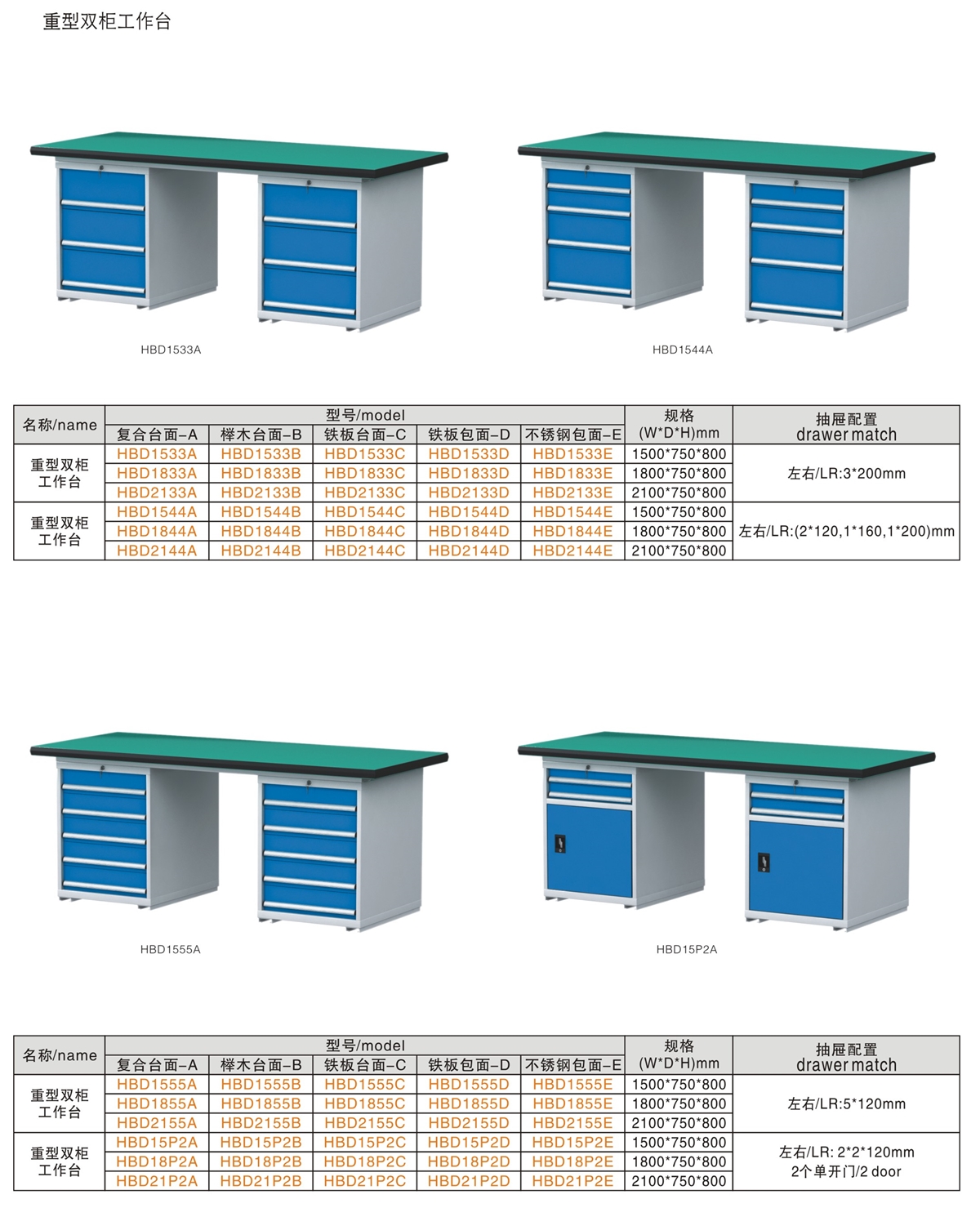 重型双柜工作台